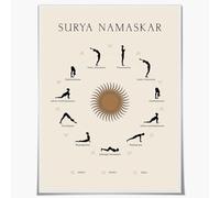 RVBLRDSE Surya Namaskar Yoga Chart: 7 Chakra Alignment Poster for Spiritual Wall Art, Boho Style Canvas Print for Meditation Space and Gym(Unframed,08x12inch(20x30cm))