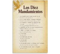 RVBLRDSE Ten Commandments in Spanish Wall-Art Los 10 Mandamientos Canvas Print for Living Room Bedroom Corner Decor(Unframed,08x12inch(20x30cm))