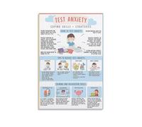RVBLRDSE Test Stress Management Poster, Anxiety Relief Canvas Wall Art for School Classroom, Calming Decor for Students Counseling Office Study Room(Framed,12x18inch(30x45cm))