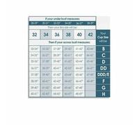 RVBLRDSE Ultimate Bra Size Reference Poster, Conversion Chart for Sizes, Plus Size Inclusive Wall-Art(Framed,16x24inch(40x60cm))