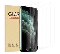 Rvciby 4 pezzi, pellicola protettiva in vetro temperato HD, per iPhone X/11Pro, durezza 9H, priva di graffi, pellicola protettiva per schermo HD, ultra estenuante, senza bolle, facile da installare