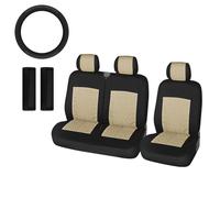 RVEVFBKBAL Auto 2+1 Coprisedili Auto Protector Per Fiat Per Ducato Per Scudo(Upgraded BEIGE)