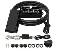 RVGUARD Cavo per rimorchio a 7 vie da 2,3 m con kit scatola di giunzione a 7 moduli, include interruttore di separazione da 12 V e supporto per spina, cablaggio connettore per rimorchio con scatola di