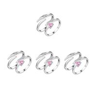 RVHAOODI 1 coppia coppia design ad ala zircone anello aperto anelli di dito per lui il suo San Valentino presente gioielli eleganti per coppie comode indossare chic bel look