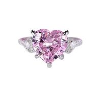 RVHAOODI 1pc Micro incrostati zircone rosa diamante amore pesca anello di cuore femminile matrimonio di nicchia di nicchia gioielli a mano per donne