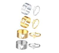 RVHAOODI 4PAIRS HEART FASE FASE DI FORFFLA ANTRA INCONTRO COPPI PERSONA Coppia Anelli di dito creati per le donne Stili casuali inclusi