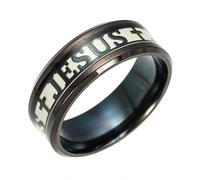 RVHAOODI Acciaio inossidabile luminoso jesus croce anello lettera bibbia anelli di dito per gli uomini 8 mm gioielli amuleti
