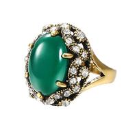 RVHAOODI Anelli di pietra verde ovale calda per donne antiche austriache cristalline cz dita del dito degli anelli regalo