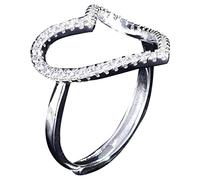 RVHAOODI Anelli regolabili per il cuore semplice pavimentazione piena piccola zircone in argento color gioiello anello dolce per donna regalo di compleanno della festa