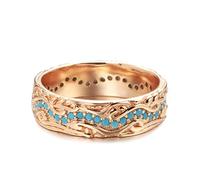 RVHAOODI Anello di Rosa Full Rose 585 Rose Exquisito anello di dito impilabile per donne gioielli vintage raffinati