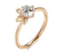 RVHAOODI Anello nuziale della sposa della moda semplice per donne 585 rosa naturale zircone grazioso anelli di dito dono romantico per la fidanzata