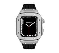 RVHAOODI Boîtier de montre en alliage pour Series 8 7 6 5 4 SE 45 mm 42 mm 44 mm en métal de luxe en caoutchouc acier inoxydable Modification de montre Mod Kit bracelet de montre (couleur :