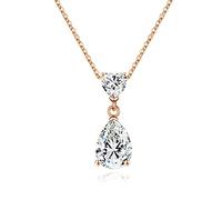 RVHAOODI Collana moissanita rotonda e taglio a cuore per donne, D CLARITY LAB CREATO CATURA DIAMONDO CATURA Diamond 18K ROSA GIALLO BIANCA VERMEIL 4 PROGI CLASSICO MOISSANITE PER DONNE
