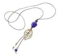 RVHAOODI Collane decorazioni per il collo a sospensione Pendants Long maglione di maglione Clavicle Collar Collar Collaro Collana Collana Leafulle perle in ceramica