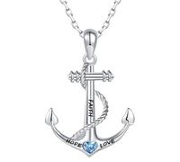 RVHAOODI Delicate Anchor Necklace For Women, Rudder & Anchor Charm Choker - Shiny Anchor Pendant, Nautical Jewelry For Women Birthday