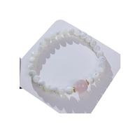 RVHAOODI , Natural White Belved S, Rose Quartz Bead Bangles, Elastic Reiki Crystal Jewelry for Men Women