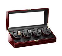 RVHAOODI Orologio automatico orologio per la scatola del vento orologio con rivestimento in pelle per pianoforte in vetro Motore super tranquillo, nero, 8 9