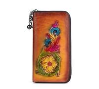 RVHAOODI Portafogli da Donna in Vera Pelle, Pochette Lunga con Goffratura Vintage Borsa Porta Carte Fatta a Mano (Colore : B)