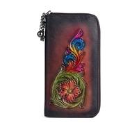 RVHAOODI Portafogli da Donna in Vera Pelle, Pochette Lunga con Goffratura Vintage Borsa Porta Carte Fatta a Mano (Colore : B)