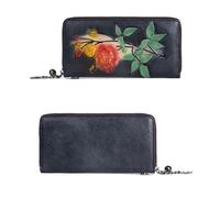 RVHAOODI Portafogli vintage in vera pelle da donna, pochette in rilievo moda borsa porta carte fatta a mano organizer (Colore : A)