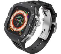 RVHAOODI Premium Carbon Fiber Watch Case Rubber Band,For Ultra 2 49mm Series Replacement,Men Watch Case Straps Clasp Mod Kit,For Iwatch Series 49mm Accessories