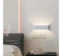 RVHAOODI Wall Lamps Lights LED Indoor with Remote Control Up Down Dimmable Modern Style Decorative for Bedroom Living Room (White 31cm)