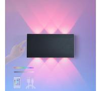 RVHAOODI Wall Lamps Lights RGB with Remote with Touch Control Switch Battery Operated USB Rechargeable LED RGB Dimmable Up Down for Living Room (C 2 Packs)