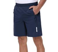 Rvinroo Pantaloncini Sportivi Uomo 8 Pollici con Tasca Zip - Tessuto Tecnico Asciugatura Rapida per Corsa, Palestra, Camminata Casual e Basket Leggero - Short Allenamento Traspirante Navyblue 2XL