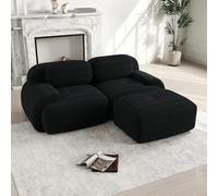 Rvjiahe Divano angolare da 82 pollici, in morbido tessuto a coste, modulare combinabile con braccioli curvi, senza montaggio, imbottitura in schiuma ad alta elasticità per soggiorno, zone di riposo e