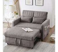 Rvjiahe Divano letto con funzione letto Divano pieghevole a due posti, design estensibile, elegante e moderno, schienale regolabile a tre livelli, tessuto traspirante in cotone e lino (Grigio)
