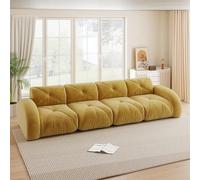 Rvjiahe Divano senza cornice, extra large modulare a quattro posti, comodo tessuto di ciniglia, adatto per il soggiorno, design antiscivolo, nessun montaggio richiesto (giallo)