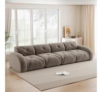 Rvjiahe Divano senza cornice, extra large modulare a quattro posti, comodo tessuto di ciniglia, adatto per il soggiorno, design antiscivolo, nessun montaggio richiesto (marrone)