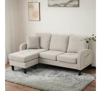 Rvjiahe L-förmiges Ecksofa mit Chaiselongue - 3-Sitzer Sofa, 166 x 118 x 77 cm, Atmungsaktiver Baumwoll-Leinenstoff, Kunststoffbeine, Modulares Design, Ideal für Wohnzimmer, Apartments und Büros