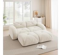 Rvjiahe Questo divano modulare a 2 posti viene fornito con due sgabelli, è un divano senza cornice adatto per soggiorno e appartamenti, antiscivolo e non richiede montaggio (bianco)