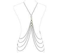 Rvlaugoaa Collana di Perle Catena Toracica Catena del Corpo Catena per Petto Reggiseno Bikini Spiaggia Nightclub Chest Chain per Donne (Oro)