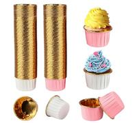 RVLZKCPG 120 Pezzi Pirottini per Muffin Carta, Mini Pirottini Muffin, Pirottini Cupcake Impermeabile e Antigrasso, Pirottini Carta per Compleanno e Matrimonio (Bianco, Rosa)