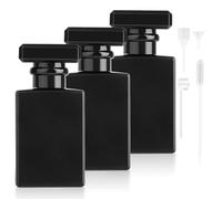 RVLZKCPG 3 Pezzi Boccetta Profumo Ricaricabile, 30ml Vetro Vaporizzatore Profumo, Atomizzatore Profumo Nero, Boccette Profumi Vuoti con Imbuto Contagocce Dispenser di Profumo per Donna Uomo