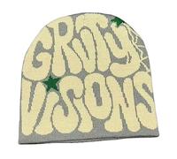 Rvnsu Y2K Berretti Lettera Stampa Cappello Lavorato A Maglia Moda Hip Hop Trend Beanie Inverno Caldo Cappello di Lana per Donne Uomo Pullover Cappello, Grigio, taglia unica