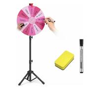 RVOWTAGL Gira La Ruota Pavimento 60 cm Ruota a 12 Clicker con Il Basamento, Ruota della Fortuna Gioco con Pennarello e Cancellino Rotazione Liscia e Gioco del Bingo Equilibrato,Pink