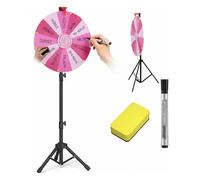 RVOWTAGL Ruota della Fortuna Gioco 60 cm 12 Clicker Regolabile in Altezza 100-200 Cm, Gioco della Ruota della Fortuna Include Gomma e Pennarello Rotazione Liscia e Gioco del Bingo Equilibrato,Pink
