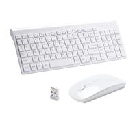 RVP+ Tastiera e mouse wireless ultra sottile Combo, 2,4 GHz USB cordless mouse e tastiera PC portatile computer - bianco