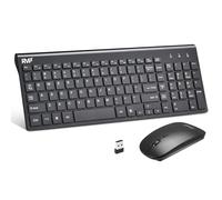 RVP+ Tastiera e mouse wireless ultra sottile Combo, 2,4 GHz USB cordless mouse e tastiera PC portatile computer - nero