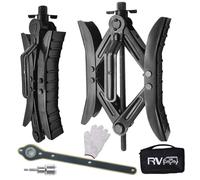 RVPNR Stabilizzatore cuneo per ruote camper, stabilizzatore per ruote RV X, cuneo per ruote, set di 2 set di cunei di bloccaggio per pneumatici, accessori con cricchetto, presa esagonale, kit di