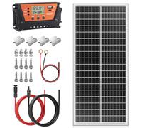 Rvpozwer 100W pannelli solari monocristallini kit, con regolatore di carica da 30 A, per batterie da 12V, set completo per camper, centrali elettriche da balcone, casetta da giardino, barca