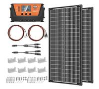 Rvpozwer Kit modulo PV da 200 W, per batterie da 12 V, modulo solare monocristallino tipo N con regolatore di carica da 30 A, morsetti di fissaggio a Z, 2 pannelli solari da 100 W, pannello