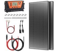 Rvpozwer Pannello solare monocristallino modulo PV 12 V, pannello solare IP68 per batterie da 12 Volt, modulo solare da 18 BB per camper, balcone, casette da giardino, barca (2 * 100w black kit)