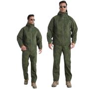 RVUEM Completo Tattico Hardshell 3 Strati Uomo, Giacca a Vento Impermeabile Antivento e Pantaloni con Cuciture Saldate, Set Combattimento Tutto Tempo per Caccia Escursionismo,Verde,XL