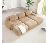 RVUEM Divani Componibili A Nuvola, Divano Senza Osso, Divano Componibile Modulare, per Piccoli Spazi, Divani con Seduta Profonda in Velluto A Coste, Divani Senza Montaggio,B,3Seater+3Ottoman