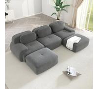 RVUEM Divani Componibili A Nuvola, Divano Senza Osso, Divano Componibile Modulare, per Piccoli Spazi, Divani con Seduta Profonda in Velluto A Coste, Divani Senza Montaggio,C,3Seater+2Ottoman