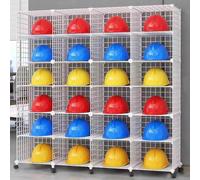 RVUEM Espositore Caschi Football Motociclisti, Espositore Pavimento in Metallo Caschi Pompiere Grandi Dimensioni, Espositore Caschi Baseball E Cappelli da Baseball,Bianca,24Grids4*6